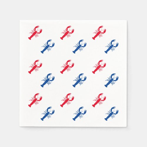 Patriotic Red white and blue lobster pattern paper Napkins