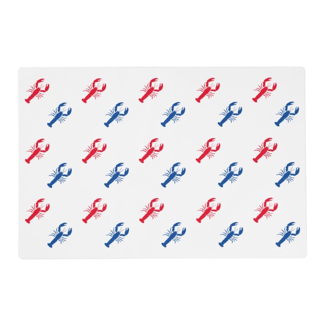Patriotic Red white and blue lobster pattern Placemat (Front)
