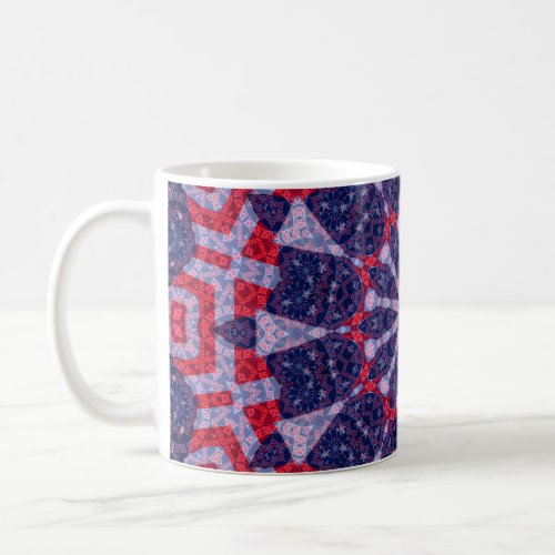 Patriotic Red White and Blue Mandala Art Designer Coffee Mug