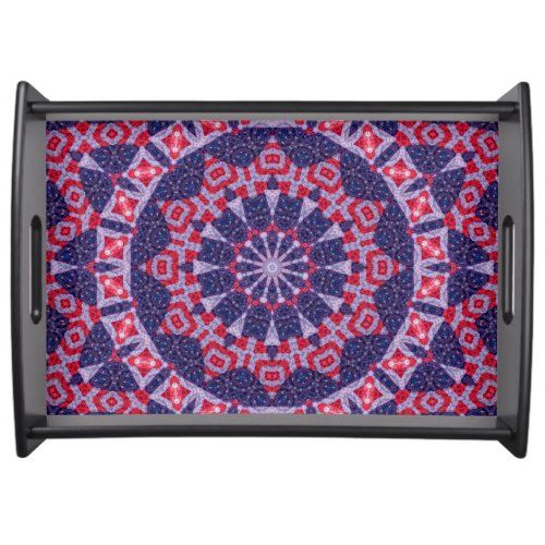 Patriotic Red White and Blue Mandala Art Serving Tray