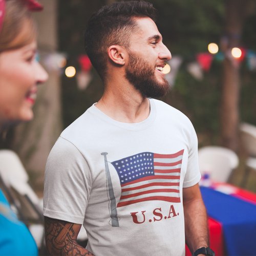 Patriotic Red White and Blue Mens Trendy T_Shirt