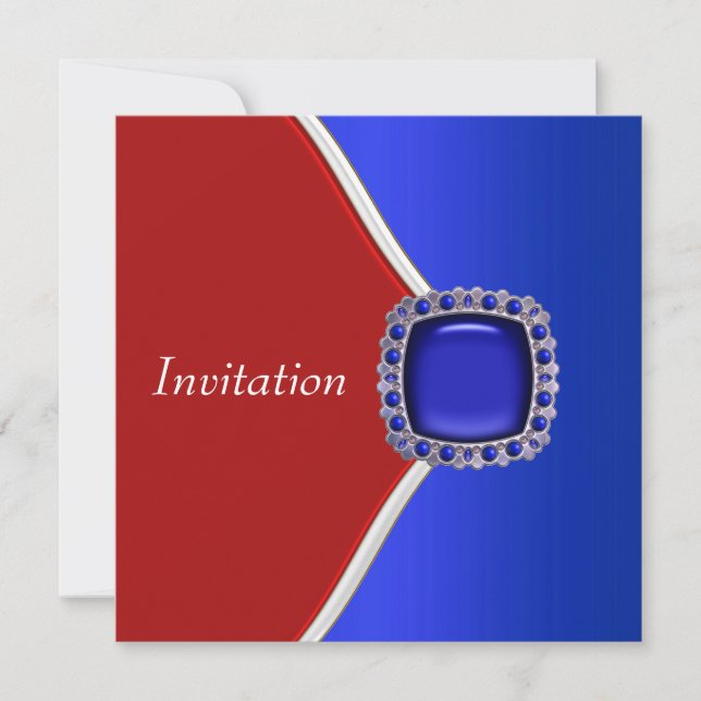 Patriotic Red White and Blue Party Invitation (Front)