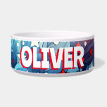 Patriotic Red, White and Blue Personalized Bowl<br><div class="desc">Patriotic red,  white and blue stars and stripes abstract American Flag for a Independence Day Fourth of July pet bowl.</div>