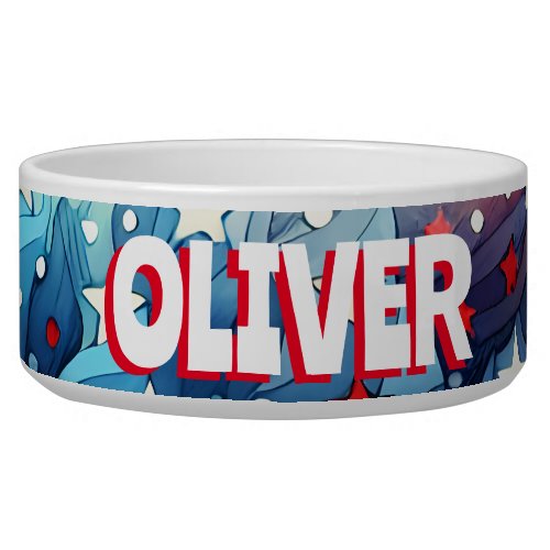 Patriotic Red White and Blue Personalized Bowl