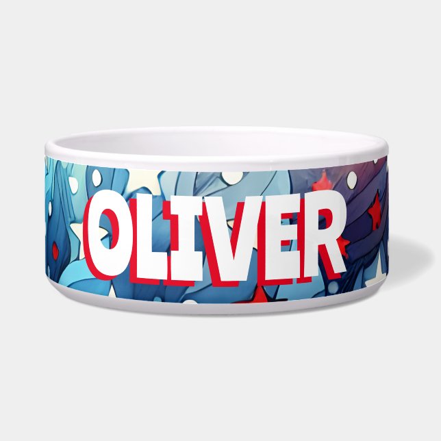 Patriotic Red, White and Blue Personalized Bowl (Front)