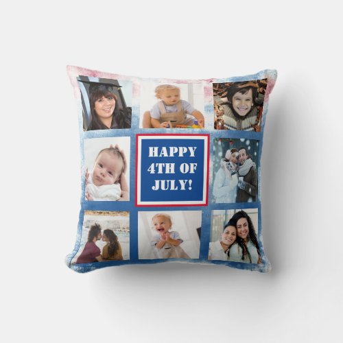 Patriotic Red White and Blue Personalized Photo Throw Pillow