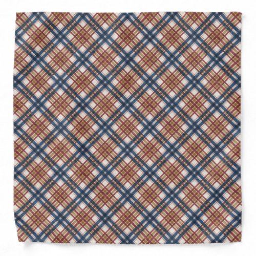 Patriotic Red White and Blue Plaid Faux Denim Bandana