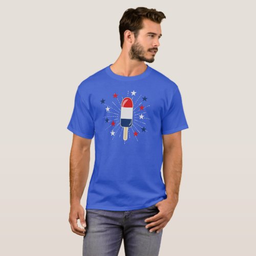 Patriotic Red White and Blue Popsicle  with stars T_Shirt