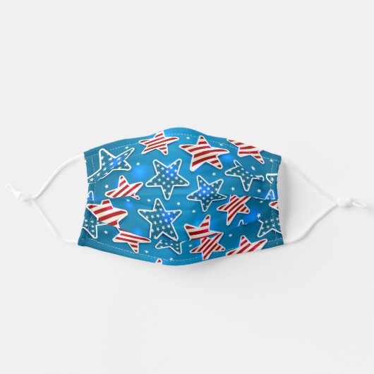Patriotic Red White And Blue Stars Adult Cloth Face Mask (Front, Unfolded)