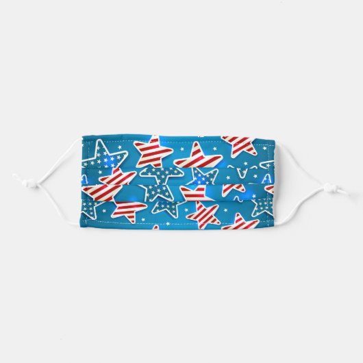 Patriotic Red White And Blue Stars Adult Cloth Face Mask (Front, Folded)