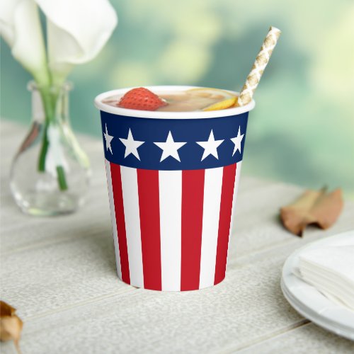 Patriotic Red White and Blue Stars and Stripes Paper Cups