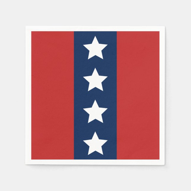 Patriotic Red White and Blue Stars and Stripes Paper Napkins (Front)
