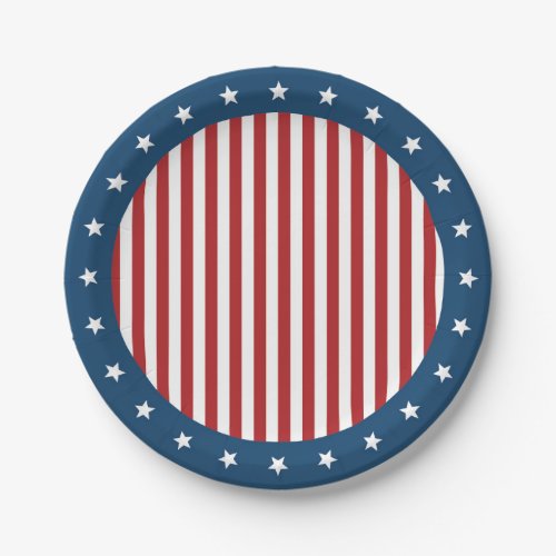 Patriotic Red White and Blue Stars and Stripes Paper Plates