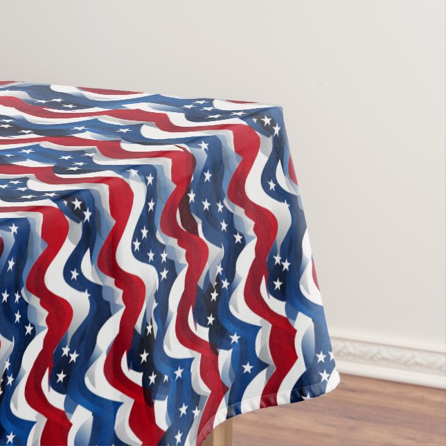 Patriotic Red, White and Blue Stars and Stripes  Tablecloth (In Situ)