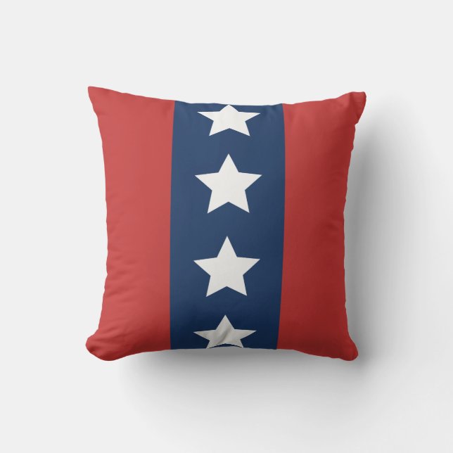 Patriotic Red White and Blue Stars and Stripes Throw Pillow (Front)