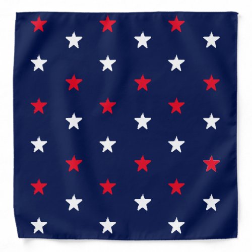 Patriotic red white and blue stars pattern bandana