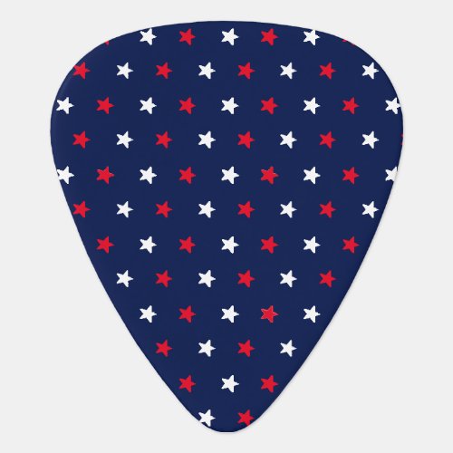 Patriotic red white and blue stars pattern guitar pick