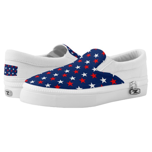 red white and blue slip on shoes