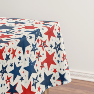 Patriotic Red, White and Blue Stars Tablecloth