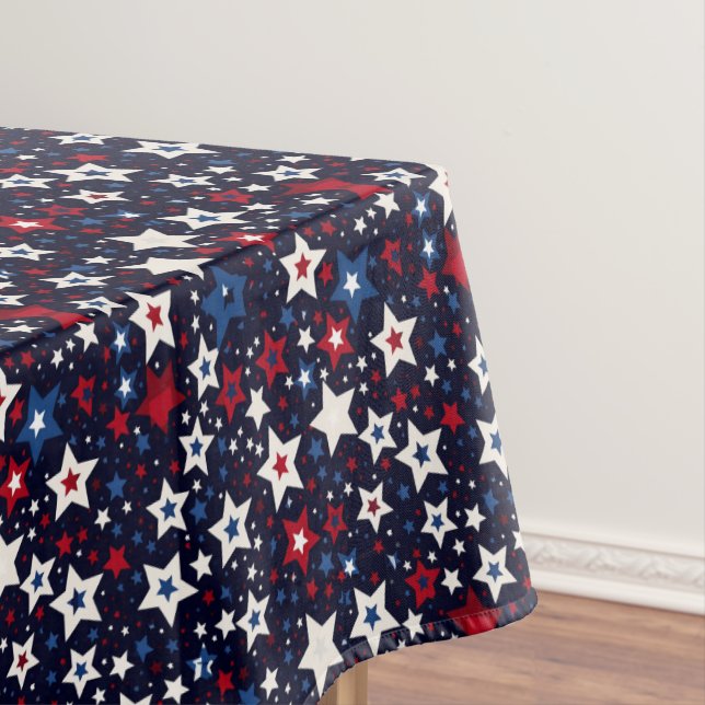Patriotic Red, White and Blue Stars Tablecloth (In Situ)