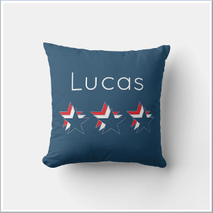Patriotic Red White and Blue Stars Throw Pillow