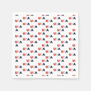 Patriotic Red White and Blue Stars/USA Napkins