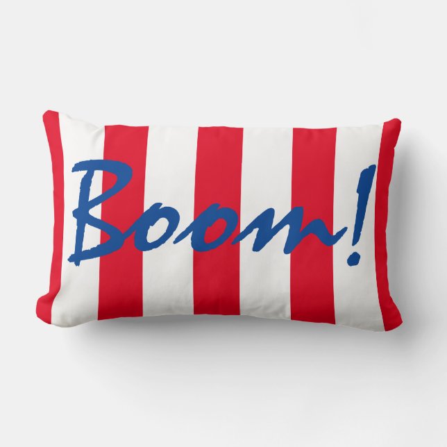 Patriotic Red White And Blue Striped 4th of July Lumbar Pillow (Front)