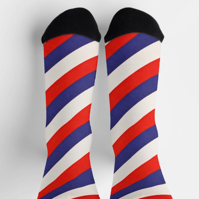 Patriotic Red White and Blue Striped Socks (Top)