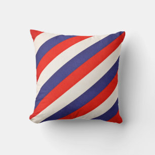 Patriotic Red White and Blue Striped Throw Pillow