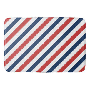 Patriotic Red White and Blue Stripes Bath Mat