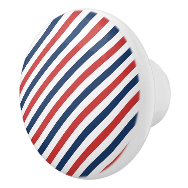 Patriotic Red White and Blue Stripes Ceramic Knob (Right)
