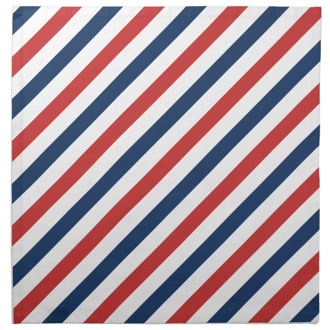 Patriotic Red White and Blue Stripes Cloth Napkin (Front)