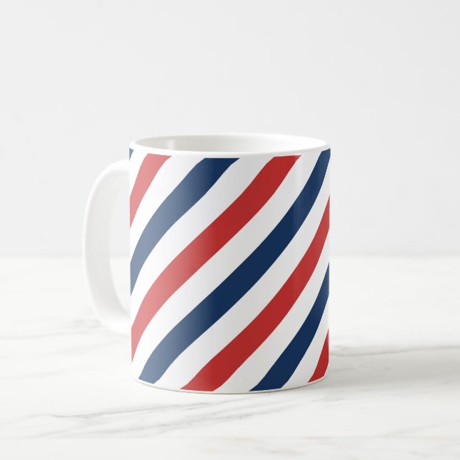 Patriotic Red White and Blue Stripes Coffee Mug (Front Left)