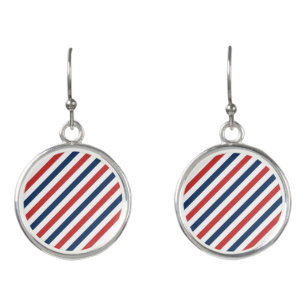 Patriotic Red White and Blue Stripes Earrings
