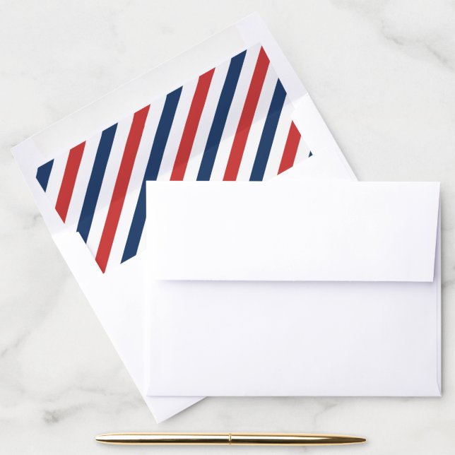 Patriotic Red White and Blue Stripes Envelope Liner (Desk)