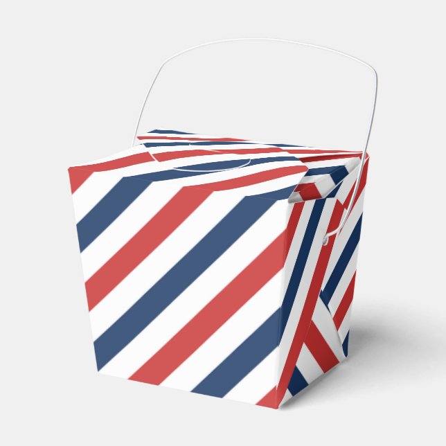 Patriotic Red White and Blue Stripes Favor Boxes (Front Side)