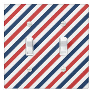 Patriotic Red White and Blue Stripes Light Switch Cover