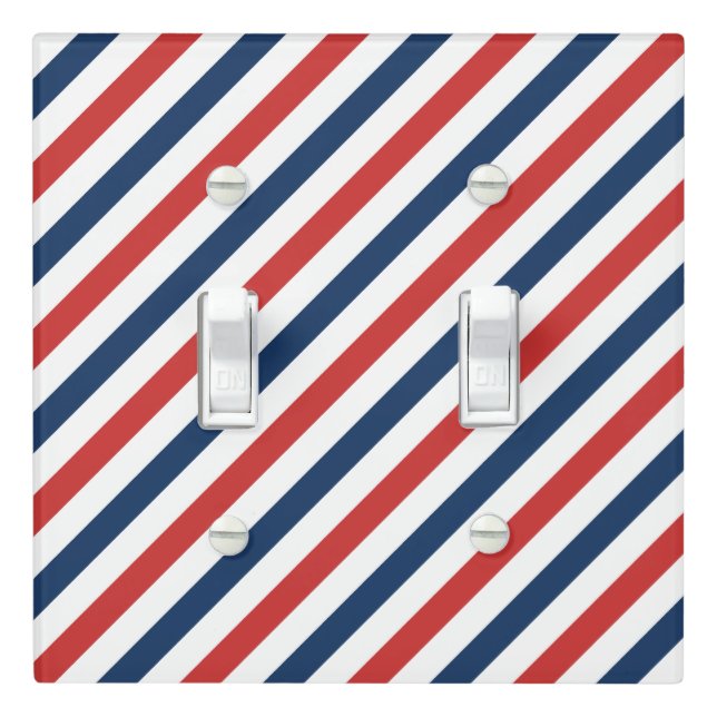 Patriotic Red White and Blue Stripes Light Switch Cover (In Situ)