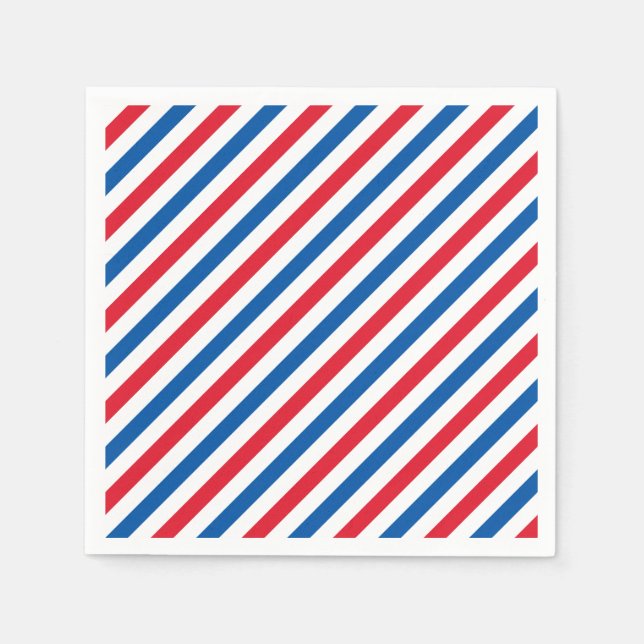 Patriotic Red White and Blue Stripes Paper Napkins (Front)