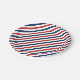 Patriotic Red White and Blue Stripes Paper Plates