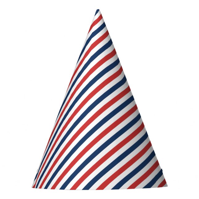 Patriotic Red White and Blue Stripes Party Hat (Front)