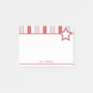Patriotic Red White and Blue Stripes Pattern Post-it Notes