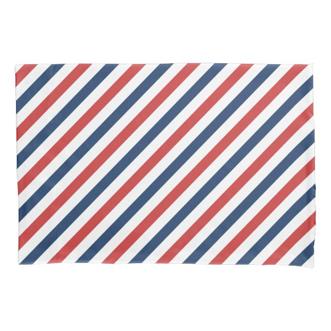 Patriotic Red White and Blue Stripes Pillow Case (Front)