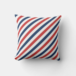 Patriotic Red White and Blue Stripes Throw Pillow