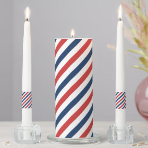 Patriotic Red White and Blue Stripes Unity Candle Set