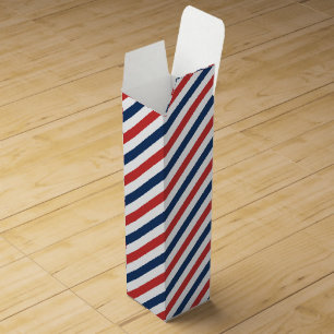 Patriotic Red White and Blue Stripes Wine Box