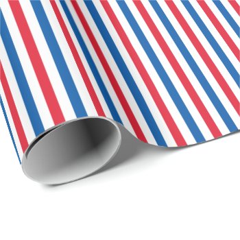 Patriotic Red White And Blue Stripes Wrapping Paper by DesignedwithTLC at Zazzle