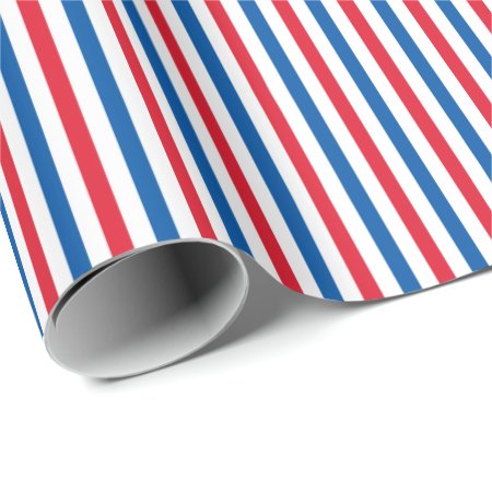 Patriotic Red White And Blue Stripes Wrapping Paper