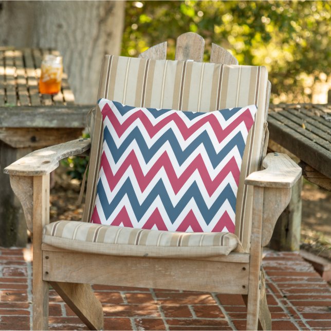Patriotic Red White and Blue Throw Pillow (Chair)