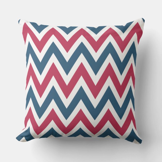 Patriotic Red White and Blue Throw Pillow (Front)